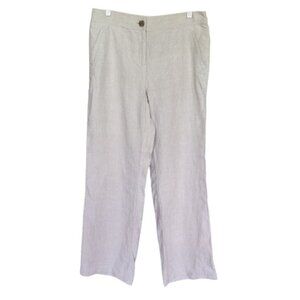 CHICOS | 100% Linen Beige Wide Leg Pants Elastic Waist Coastal Resortwear 1.5/10